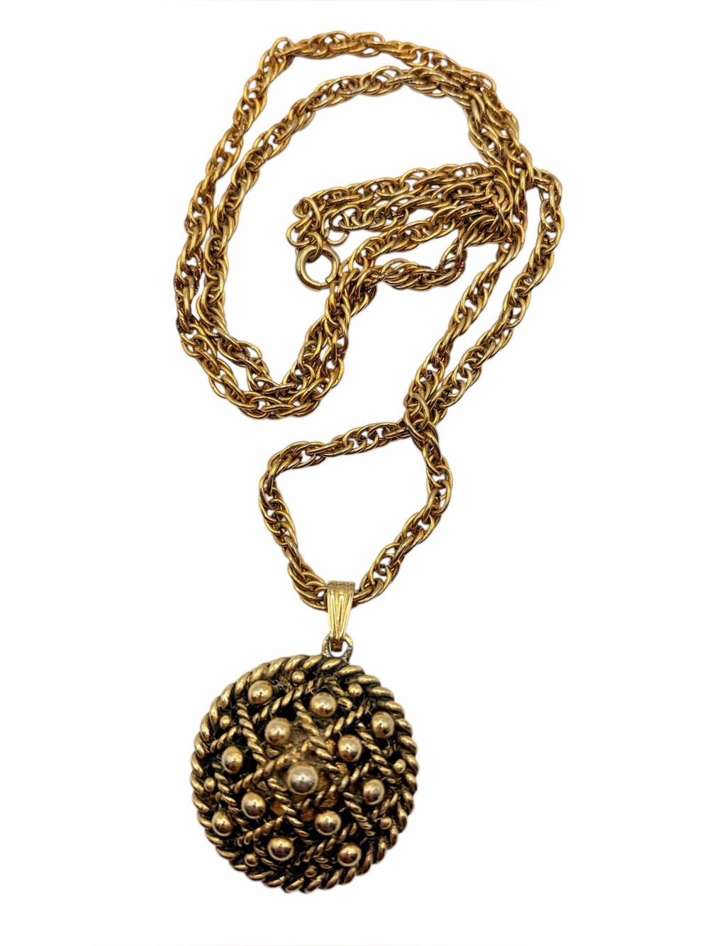 Vintage 1970s Vanda Goldtone solid perfume locket necklace